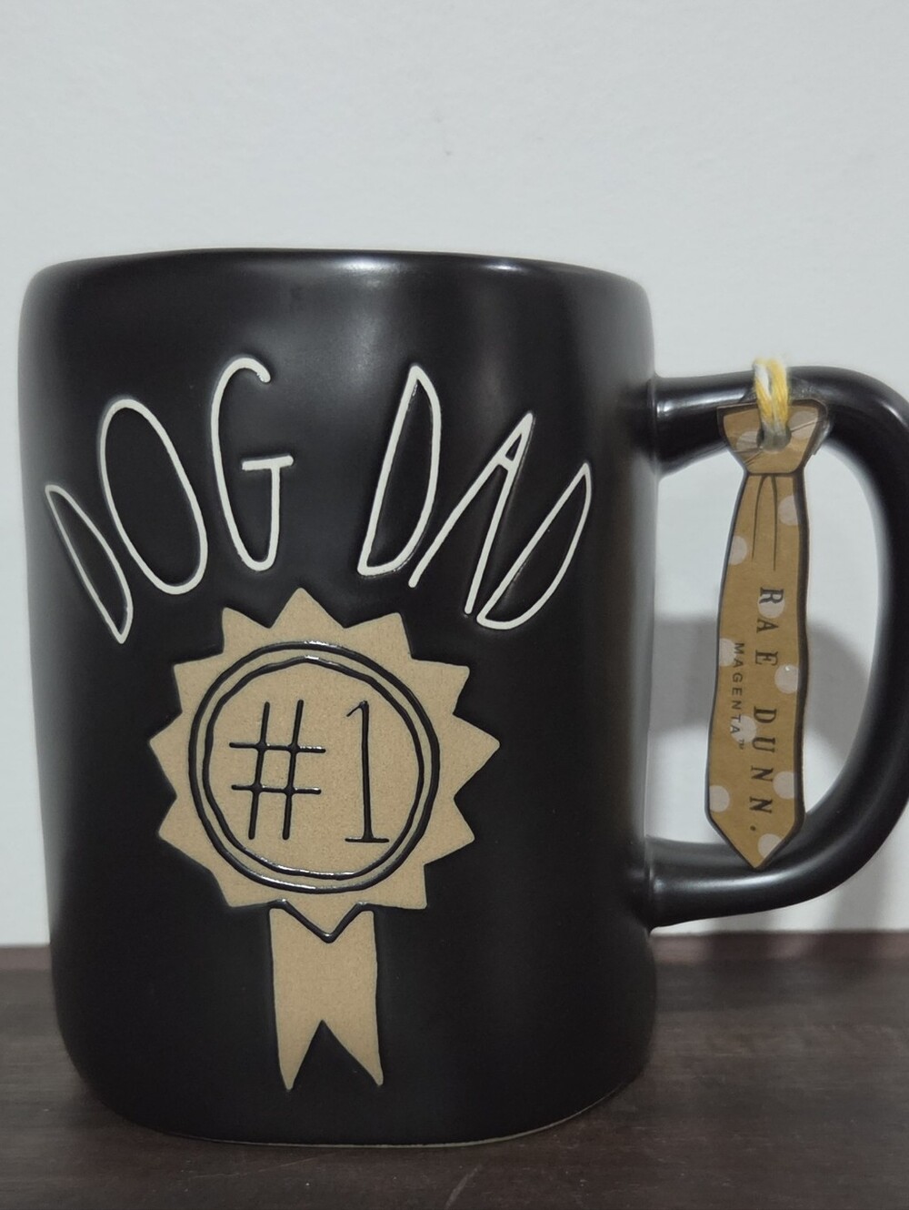 Rae Dunn Black and Tan "Dog Dad #1" Ceramic Mug with Tag